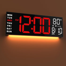 JALL 16-inch clock front view with vibrant LED display for easy reading