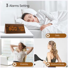 JALL alarm clock powered by USB cord for clean setup.