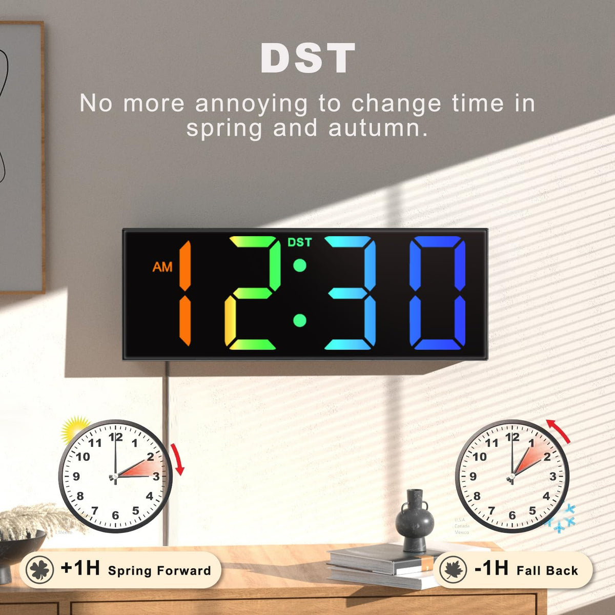 DST and auto-brightness sensor optimize visibility day and night.