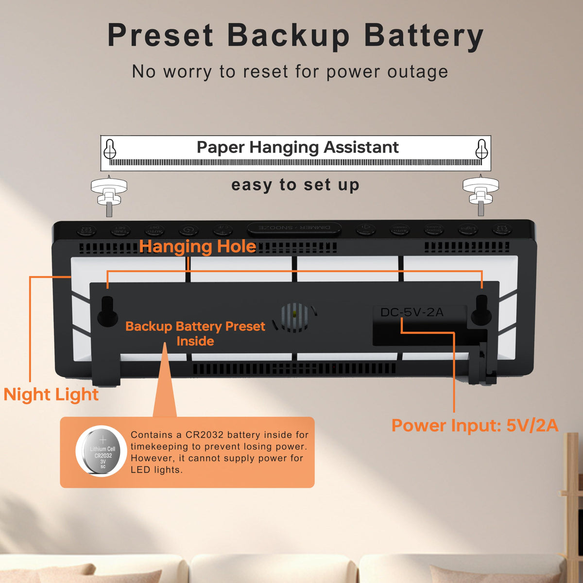 JALL 6.5-foot power cord supports easy placement.