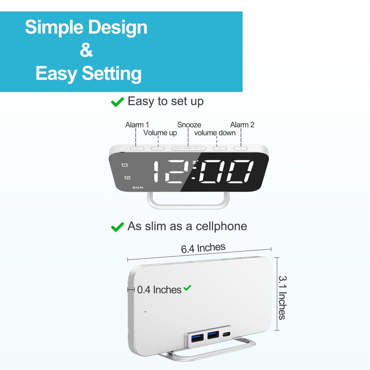 JALL clock with large display for quick time visibility from across the room.