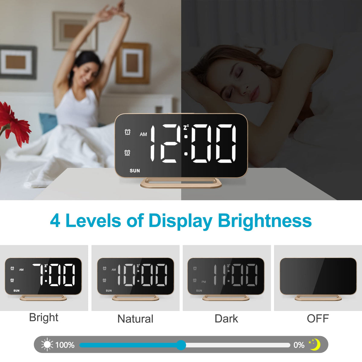 JALL 6.7-inch HD display doubles as a compact vanity mirror.
