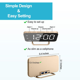 JALL dual-alarm digital clock keeps schedules on track with easy 12/24-hour switching.