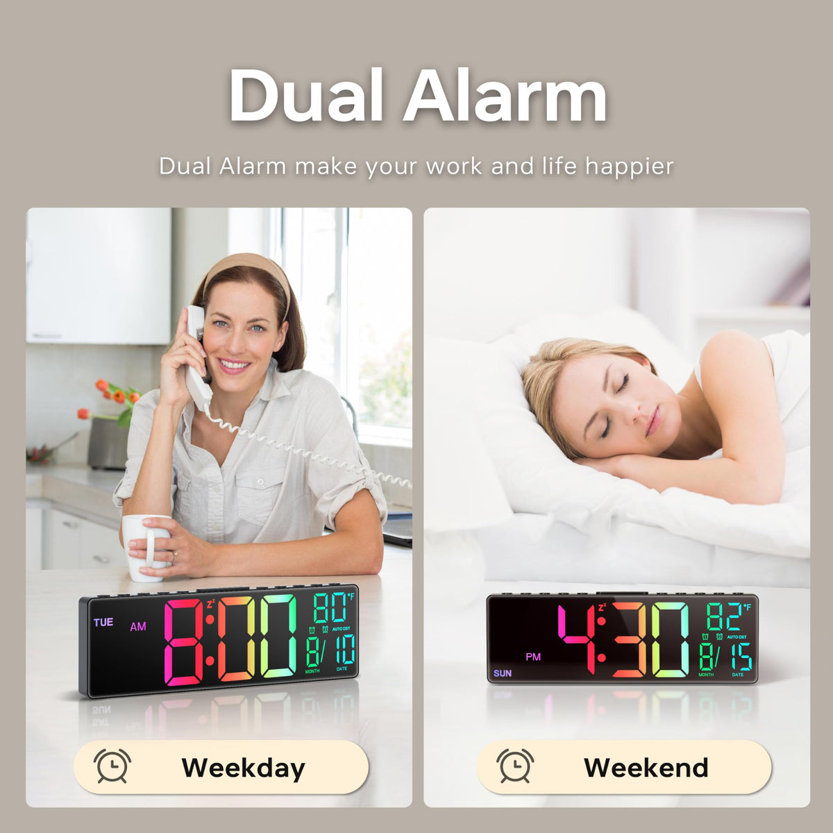 JALL clock suits classrooms, offices, and living spaces as a practical timepiece.