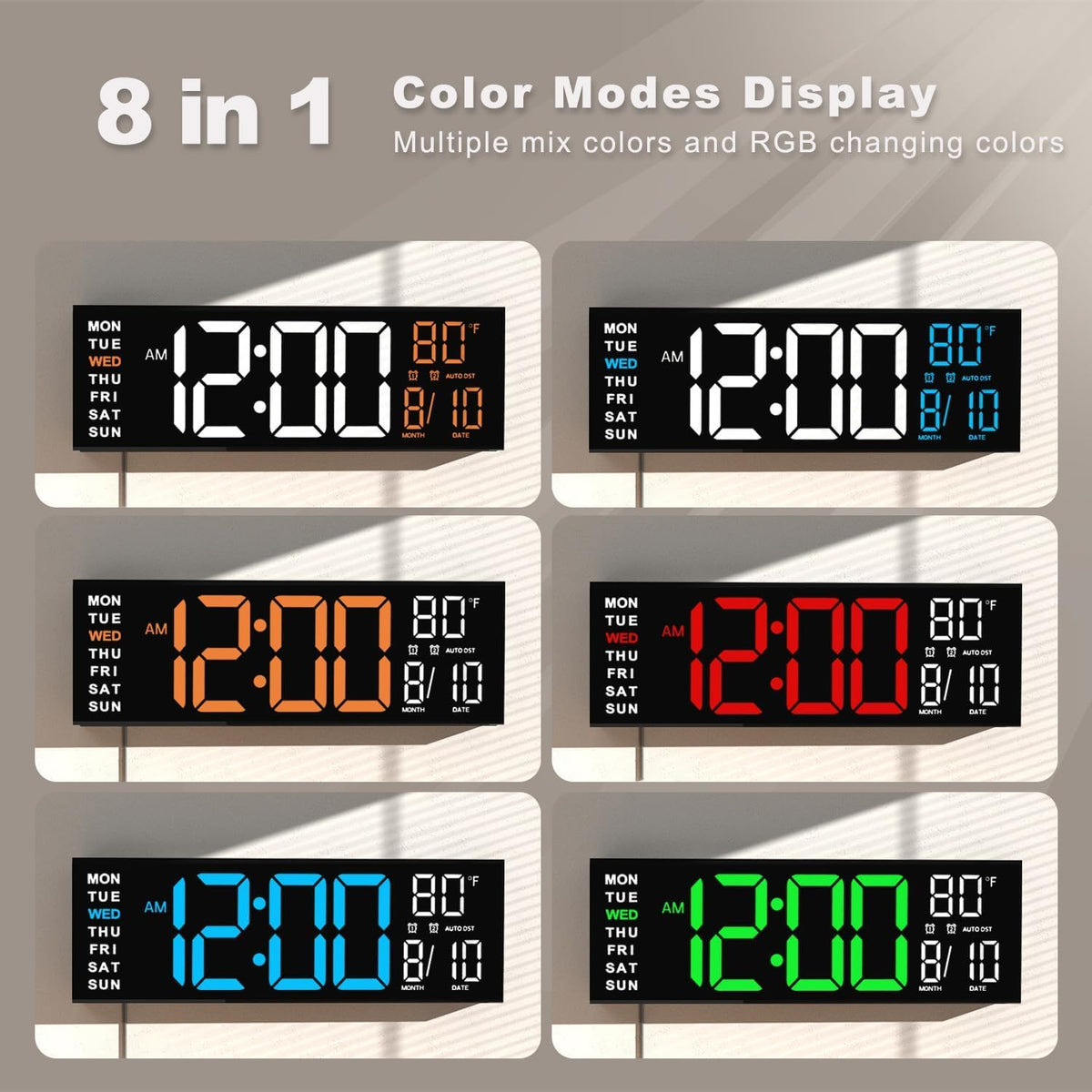 JALL clock mounted on wall or placed on a desk for flexibility