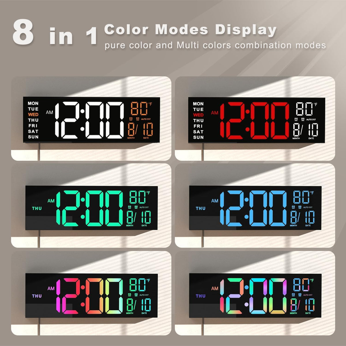 JALL clock mounted on wall or placed on a desktop for flexible setup