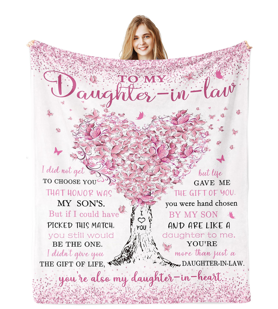 Jamfind blanket design with love tree motif offering a heartfelt gift for daughter-in-law.