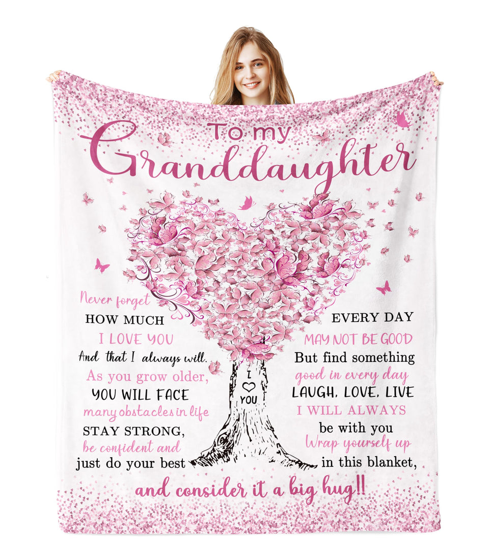Jamfind granddaughter gift blanket with pink butterflies design for warm, cozy moments.