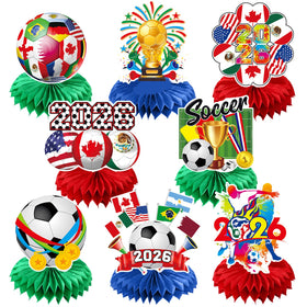 JAmpoL world soccer honeycomb centerpiece adds vibrant double-sided decor to the table.