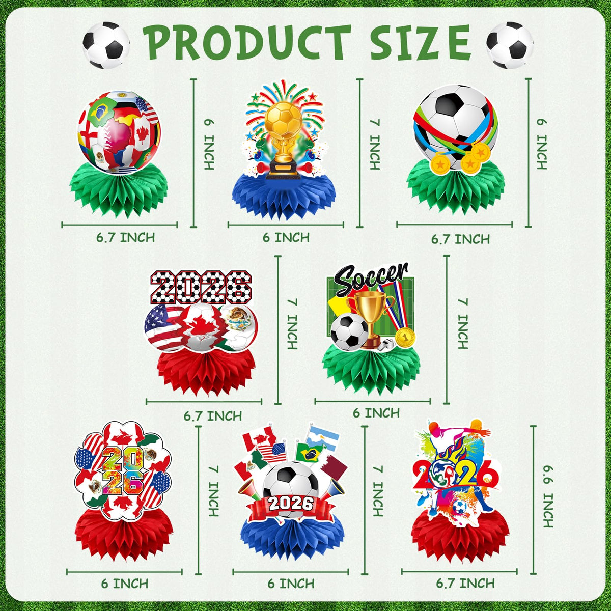 JAmpoL world soccer honeycomb centerpiece doubles as a photo backdrop for parties.
