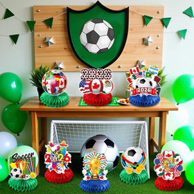 JAmpoL soccer themed centerpieces inspire lively conversations and photo moments.