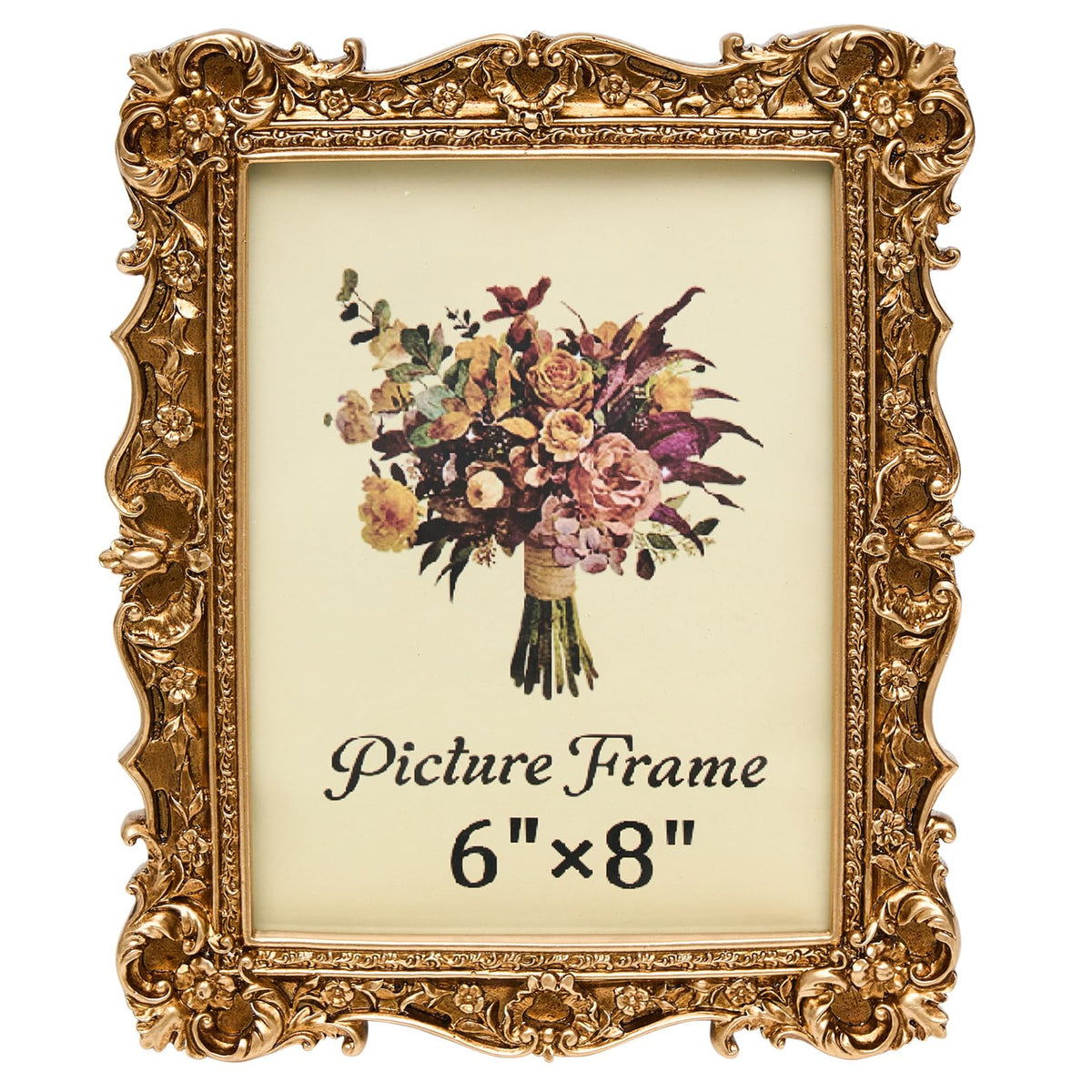 JANDERART vintage picture frame with glass front showcases photos in an elegant 6x8 display.