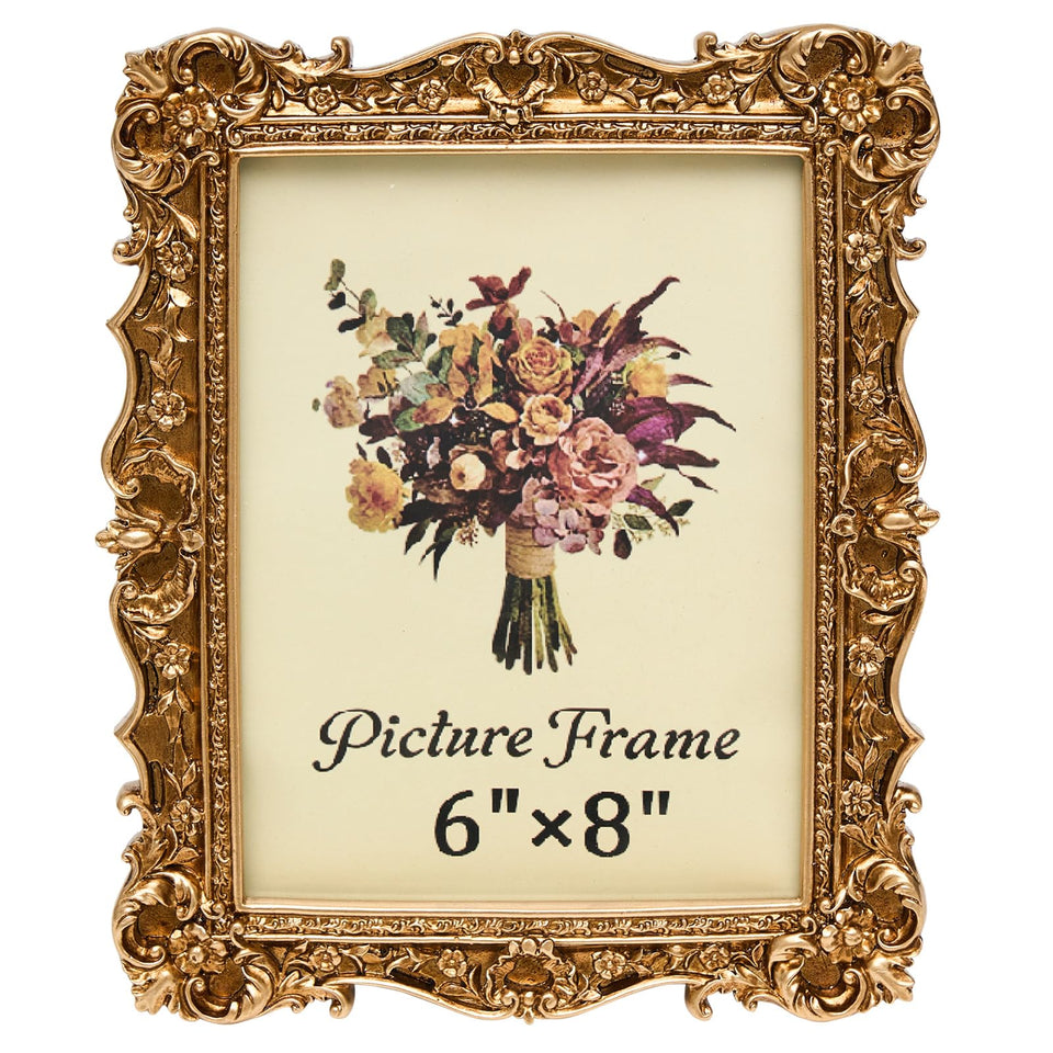 JANDERART vintage picture frame with glass front showcases photos in an elegant 6x8 display.