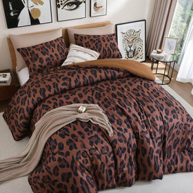 JANZAA leopard-print comforter in queen size with vibrant colors for all-season styling