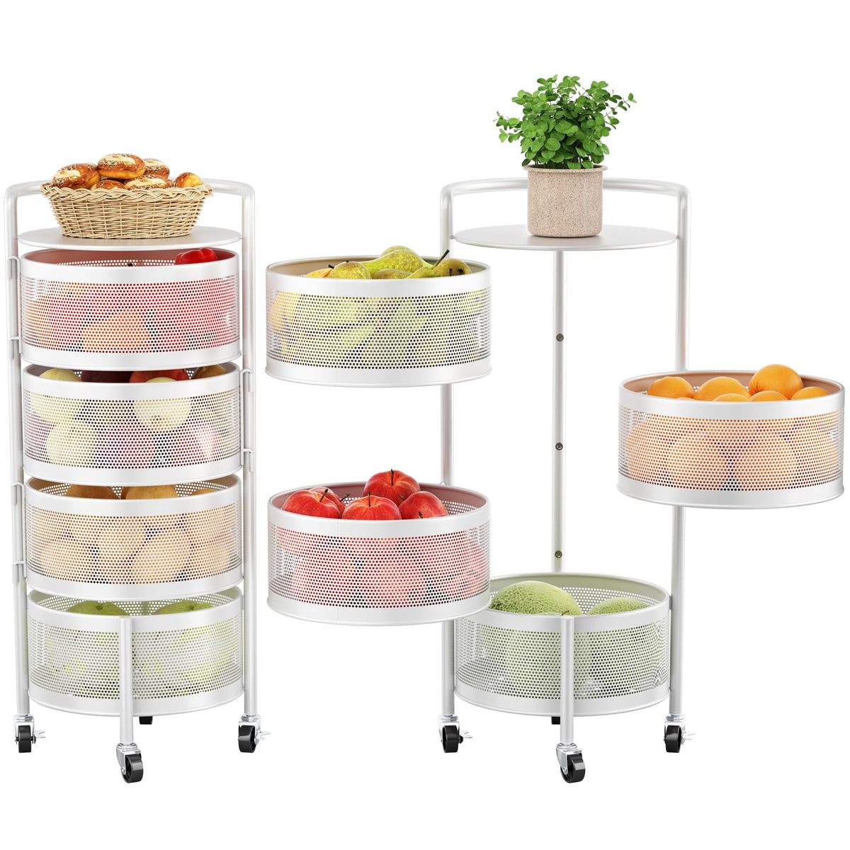 JAQ white finish kitchen cart fits bright, modern kitchens with versatile storage