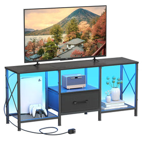 JARHETUN LED TV Stand assembly view showing sturdy frame for stable setup.