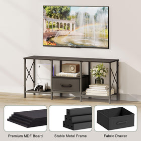 JARHETUN TV Stand – open shelves ideal for consoles and streaming devices