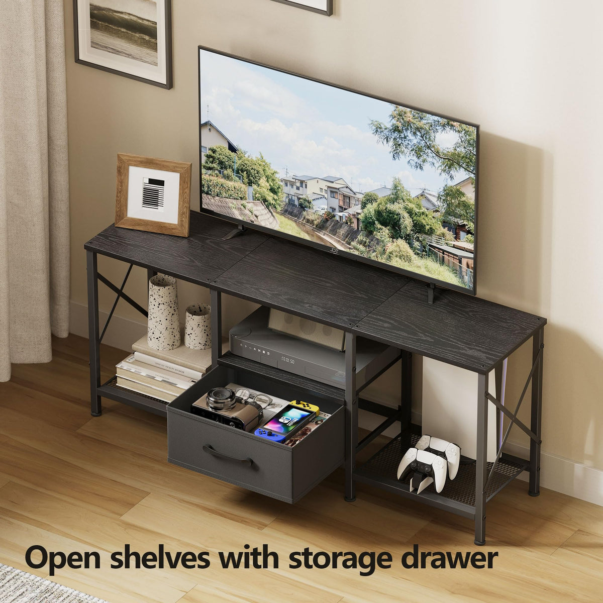 JARHETUN TV Stand – dimensions 47.2W x 11.8D x 19.9H; fits 50-55 inch TVs