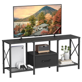 JARHETUN TV Stand with Fabric Drawer open shelves for organized media