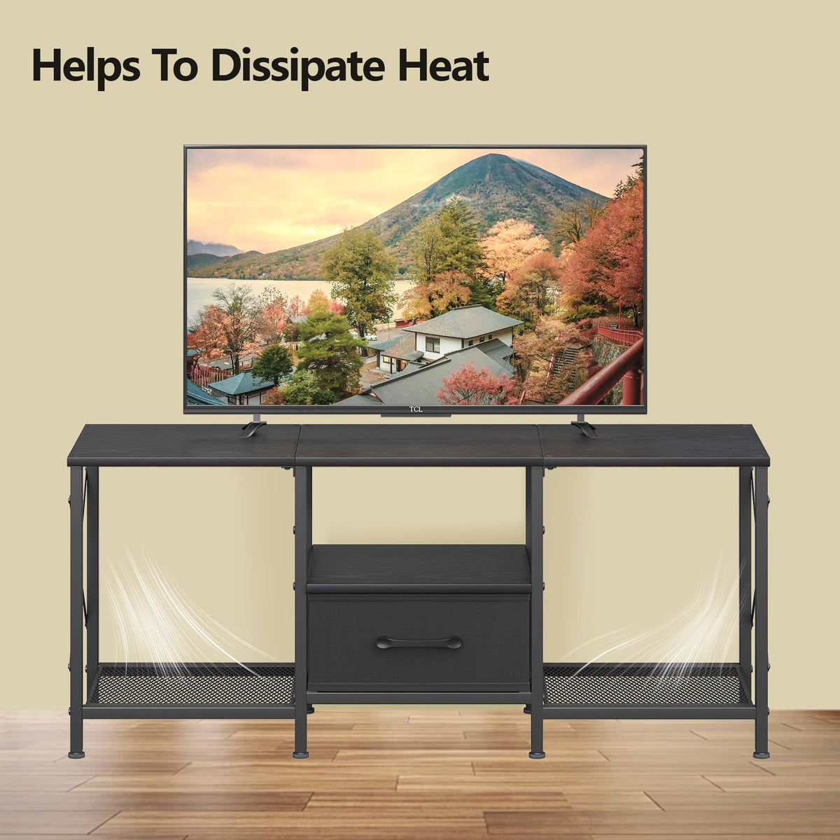 JARHETUN TV Stand – fabric drawer keeps remotes and cables neatly tucked