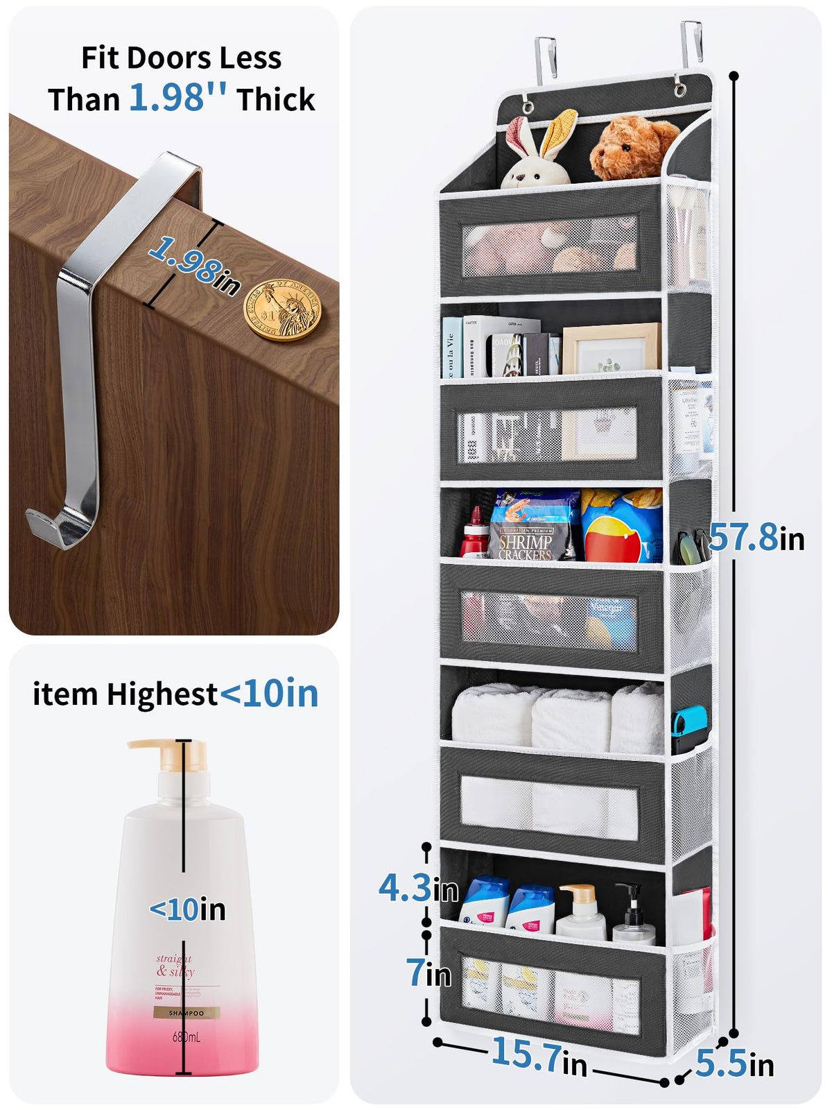 Jarlink door organizer five-pocket storage in use for handy kid's room organization