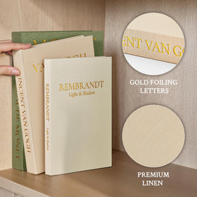 JARLINK apricot faux books set of 3 detail with gold embossing