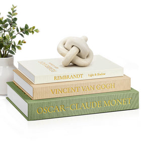 JARLINK sage faux books set of 3 front view for elegant coffee table styling