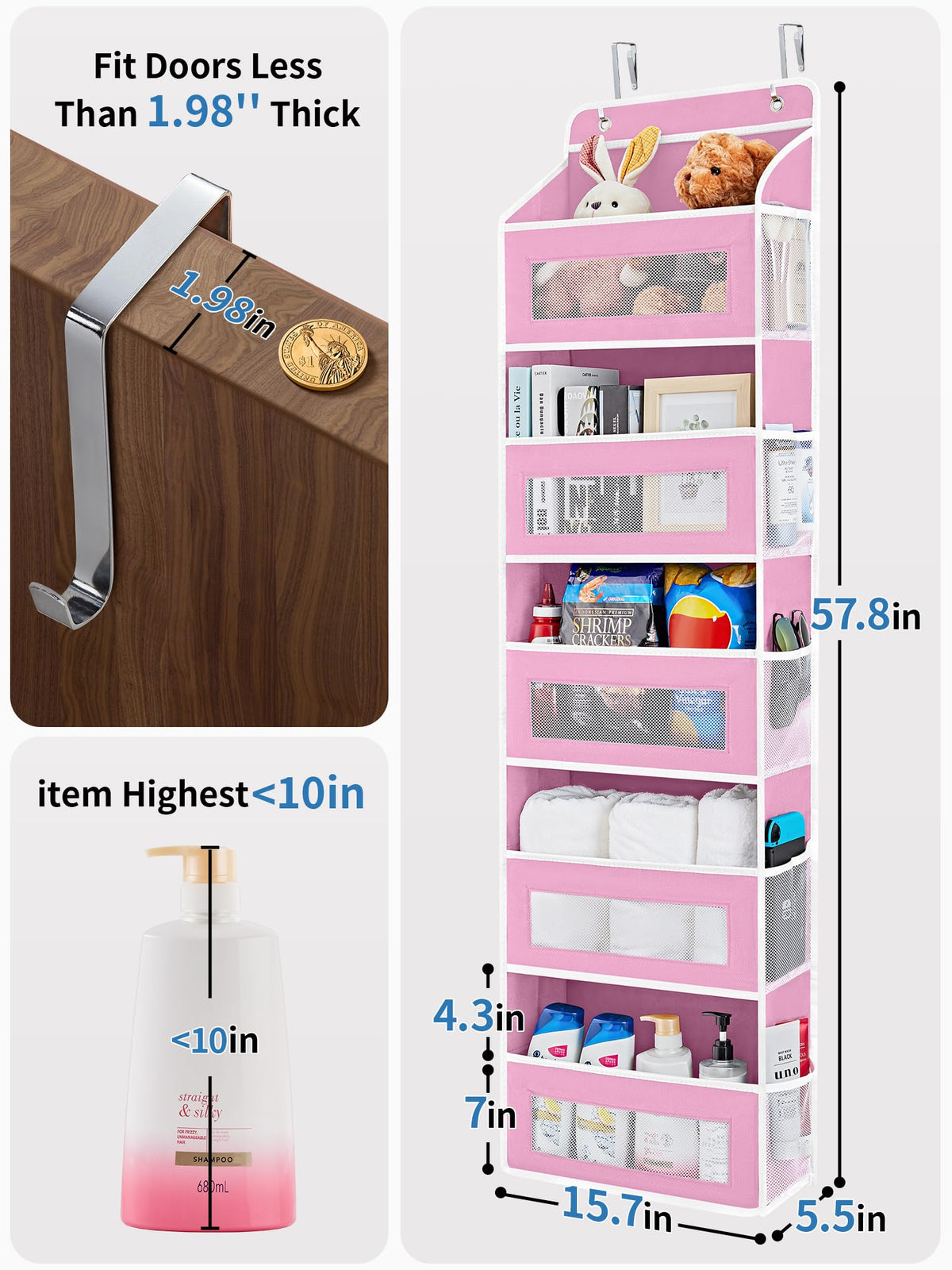 JARLINK five-pocket organizer layout in pink for versatile storage.