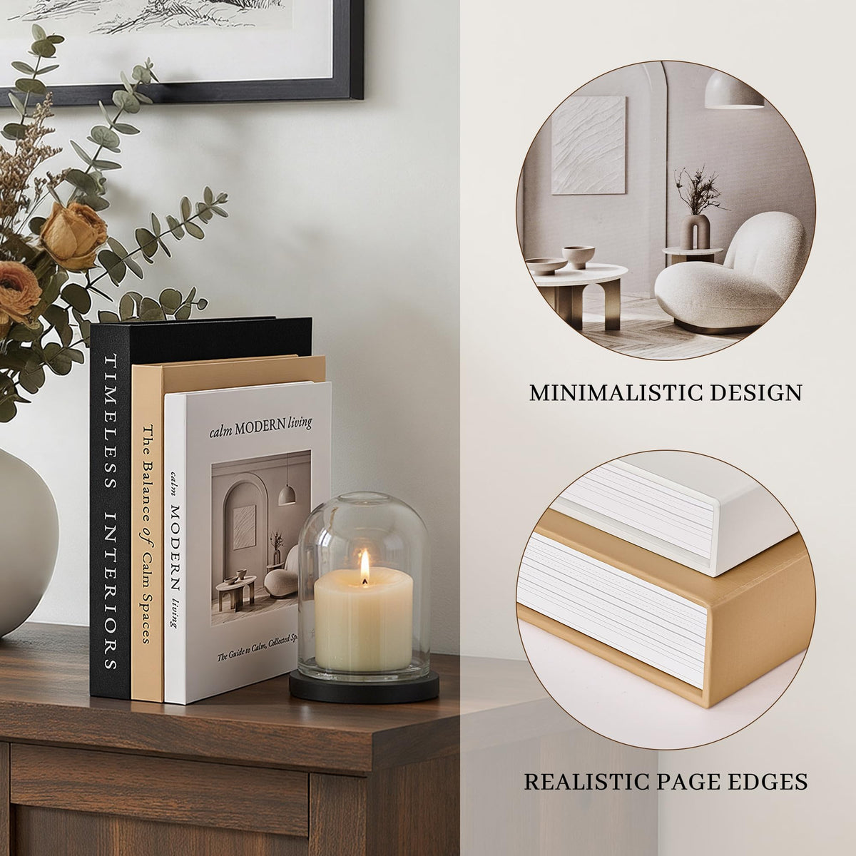 JARLINK living room vignette layout featuring decorative books