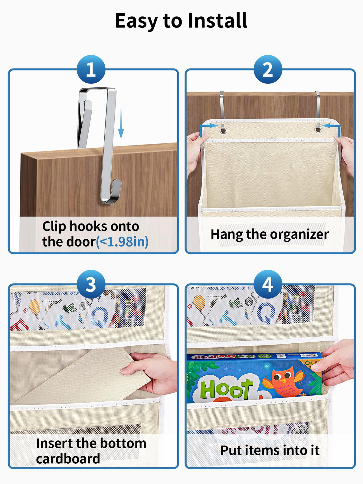 Versatile JARLINK door organizer usable in nursery, bedroom, pantry, and more.