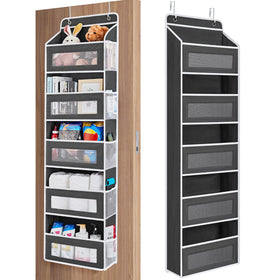 Jarlink over-the-door organizer front view with five large pockets for effortless toy storage
