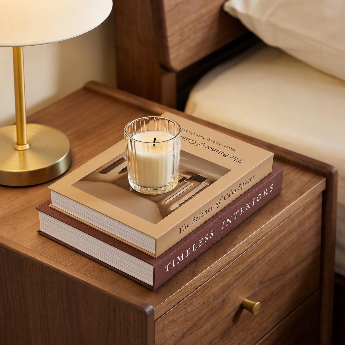 Jarlink three-sized decorative books create a layered vignette for living spaces