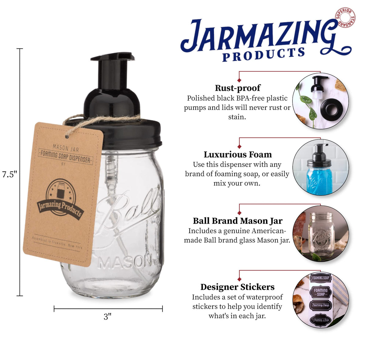 Jarmazing 16oz Ball mason jar emphasizes durability for daily kitchen use.