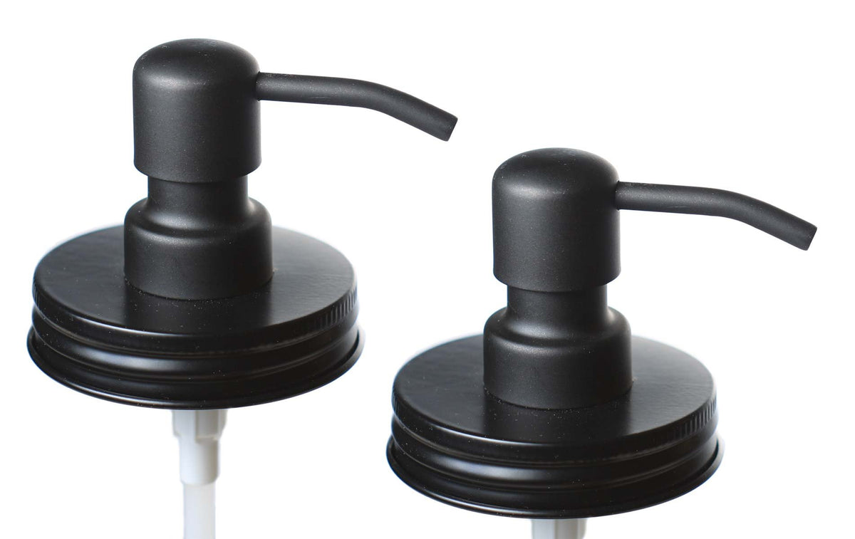 Jarmazing Black Mason Jar Dispenser Lids two-pack ready to convert jars into dispensers.