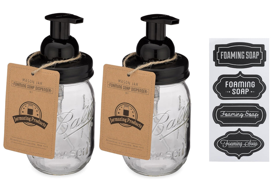 Jarmazing Mason jar foaming dispenser black setup offers easy, stylish installation.