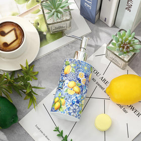 Capri Lemon dispenser close-up reveals clear glass and silver pump