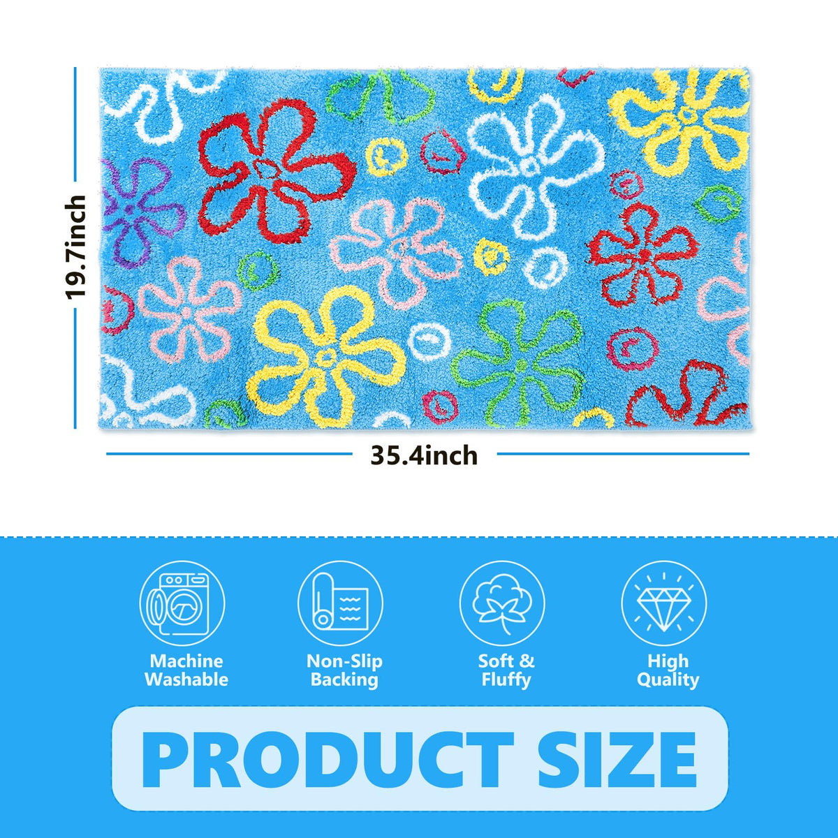 JarThenaAMCS cartoon sponge bath mat on blue background enhances bathroom decor