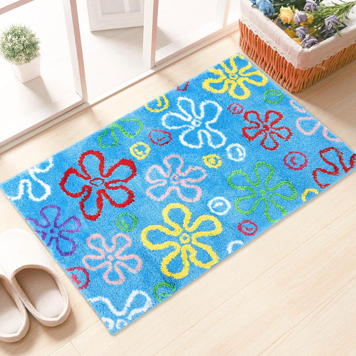 JarThenaAMCS non-slip bath rug rectangle provides stable footing