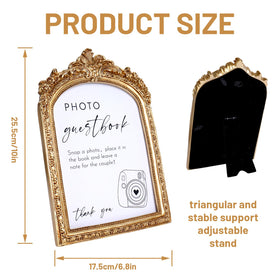 JarThenaAMCS Gold vintage arch frame showcases timeless reception decor.