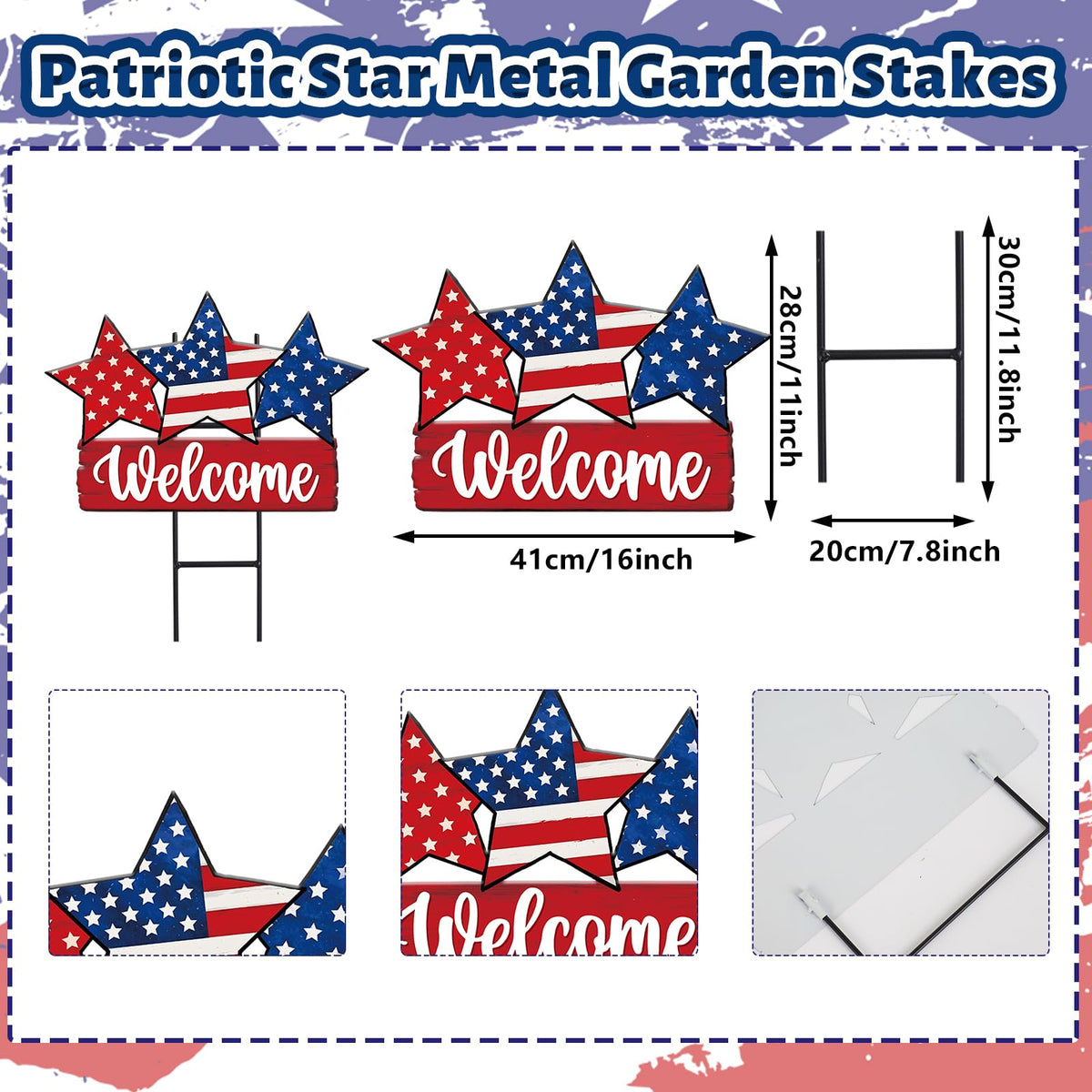 JarThenaAMCS welcome sign for Independence Day anchors festive yard focus.