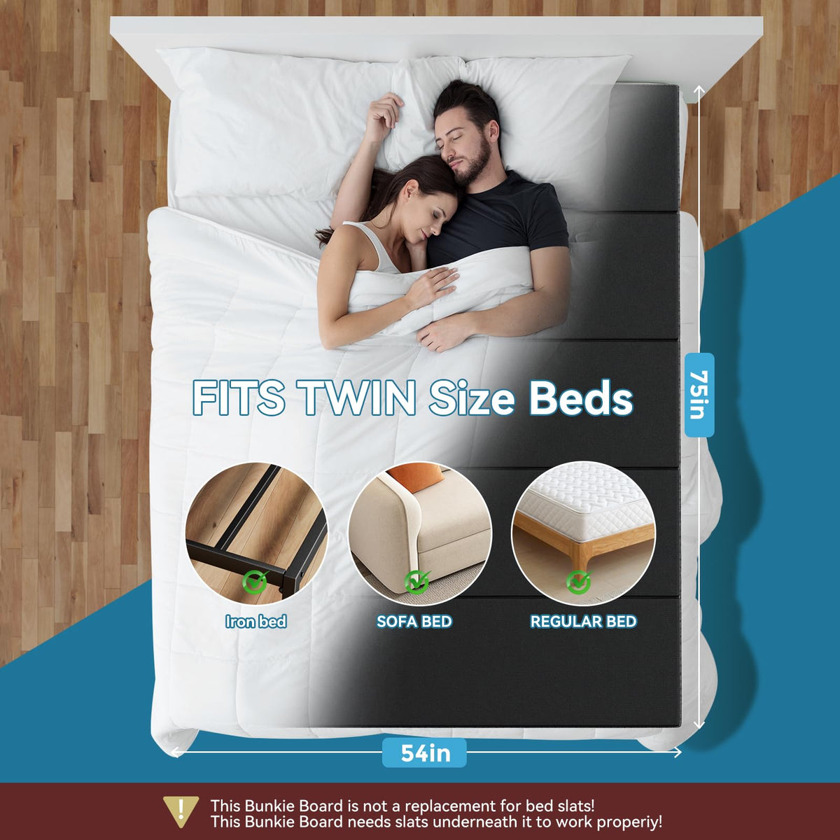 Heavy-duty cross-braced frame prevents sag on sofa beds and platform frames.