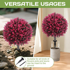 Jasmpig two-pack boxwood bushes shown in planter for porch or patio décor.