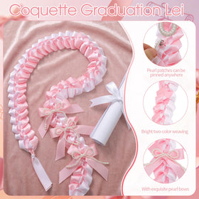 Hand-woven ribbon detail adds texture and premium feel to graduation lei.