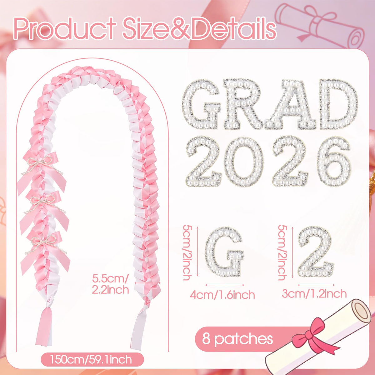 JATEBI pink bow pearl accents decorate cap and event decor beautifully.