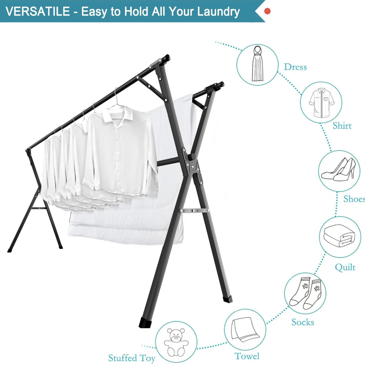 JAUREE 95-inch drying rack folded for compact storage when not in use