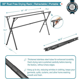 JAUREE 95-inch drying rack suitable for outdoor drying on sunny days