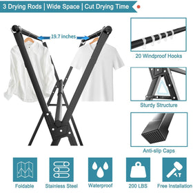 JAUREE 95-inch drying rack with sturdy frame ready for heavy loads
