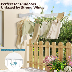 Jauree drying rack features 18 wind-resistant loops to secure garments