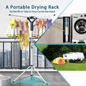 JAUREE drying rack suitable for indoor and outdoor use with windproof clips.
