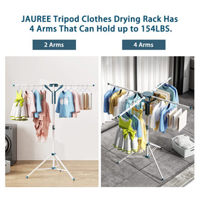 JAUREE tripod drying rack expanded for full load drying.